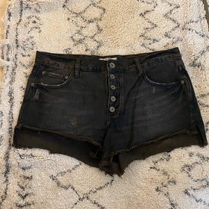 Free People Black Charcoal Denim Shorts